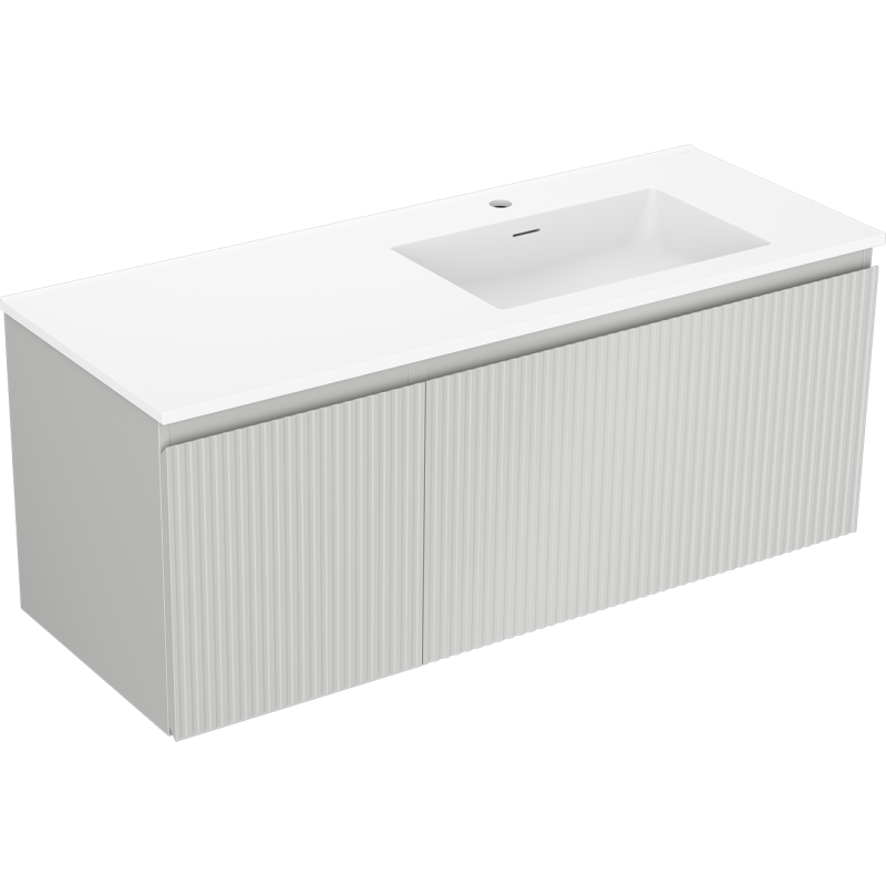 Mexen Rivel Buedzëmmer Schaf 120 cm mat Waschbecken Otis riets, 1S, 1D, riffléiert, gro matte/wäiss matte