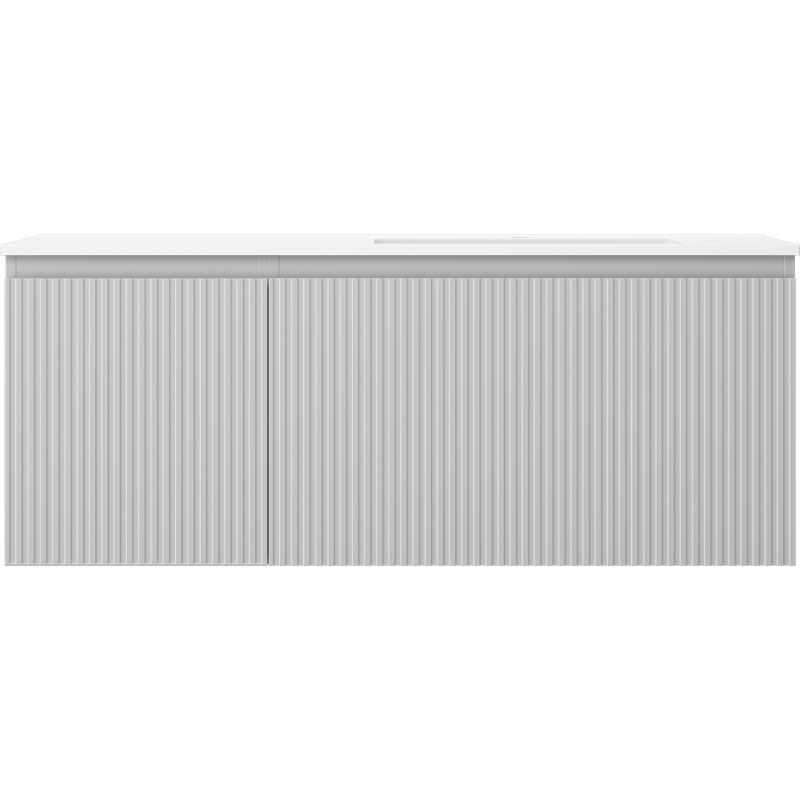 Mexen Rivel meuble de salle de bain 120 cm avec lavabo Otis à droite, 1T, 1P, rainuré, gris mat/blanc mat