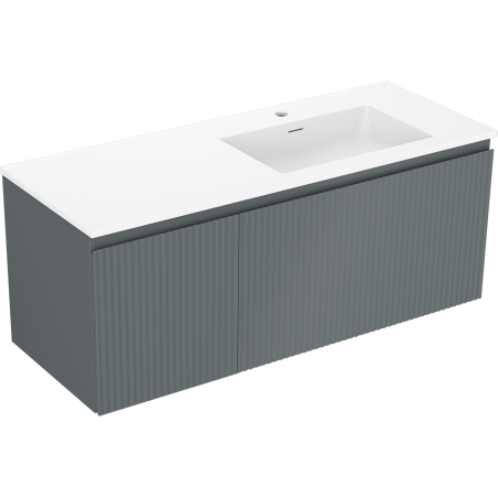 Mexen Rivel Badezimmerschrank 120 cm mit rechter Waschbecken Otis, 1S, 1D, geriffelt, graphit/weiß matt