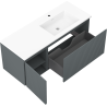 Mexen Rivel armario de baño de 120 cm con lavabo Otis derecho, 1 cajón, 1 puerta, acanalado, grafito/blanco mate