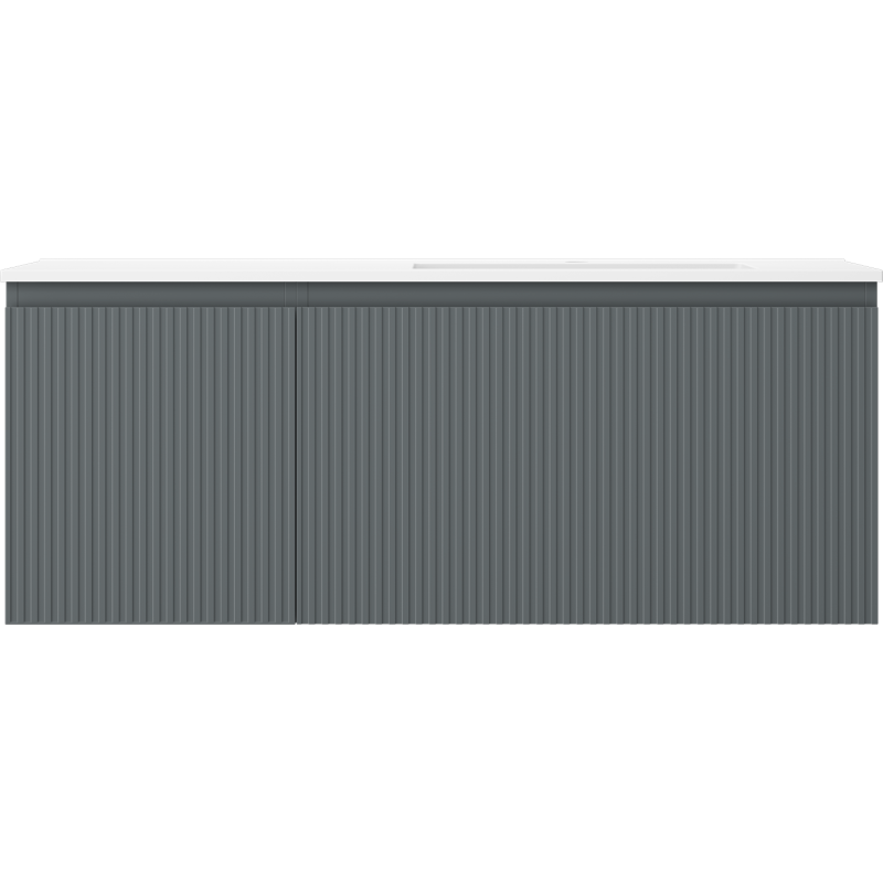 Mexen Rivel armário de casa de banho 120 cm com lavatório Otis direito, 1G, 1P, ranhurado, grafite/branco mate