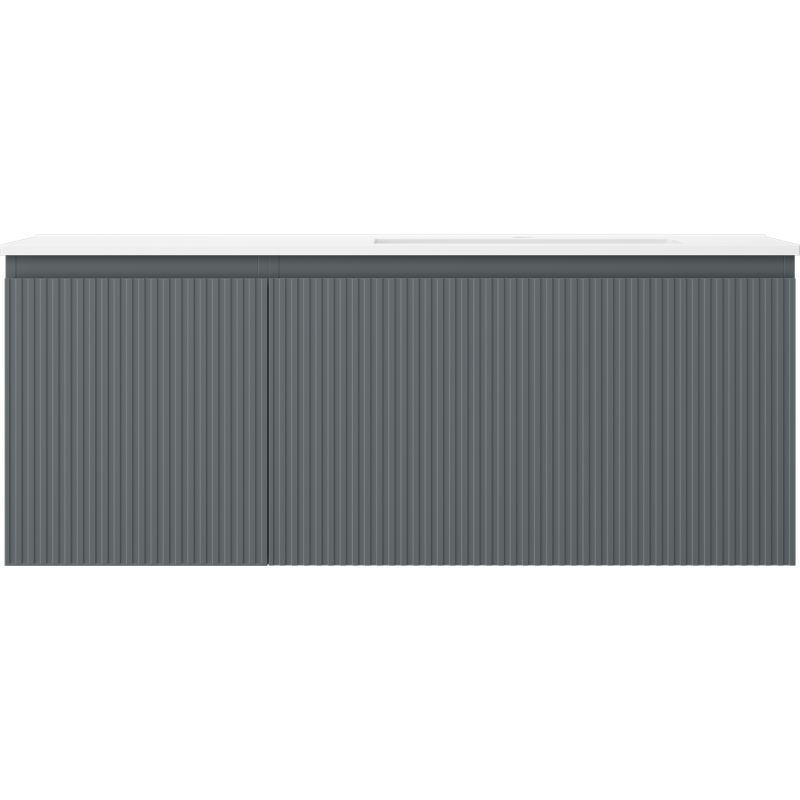 Mexen Rivel badkamerkast 120 cm met Otis wastafel rechts, 1S, 1D, geribbeld, grafiet/wit mat - 91A23-12047-3-BBFF66-W18P01