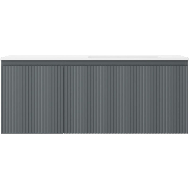 Mexen Rivel badkamerkast 120 cm met wastafel Otis rechts, 1S, 1D, gefluteerd, grafiet/wit mat - 91A23-12047-3-BBFF66-W18P01
