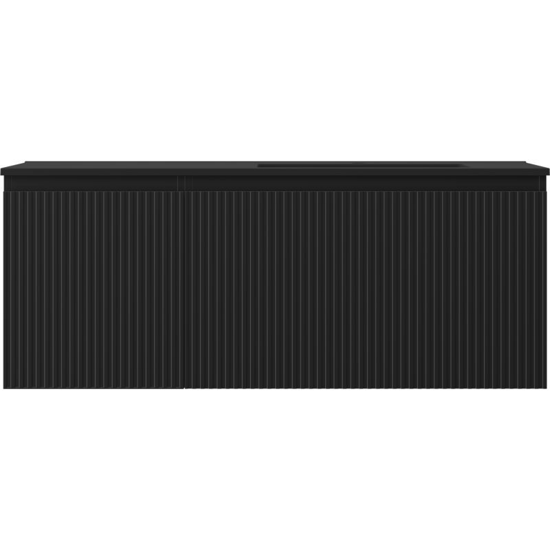 Mexen Rivel armario de baño 120 cm con lavabo Otis derecho, 1S, 1D, ranurado, negro mate - 91A23-12047-3-BBFF71-W18P71