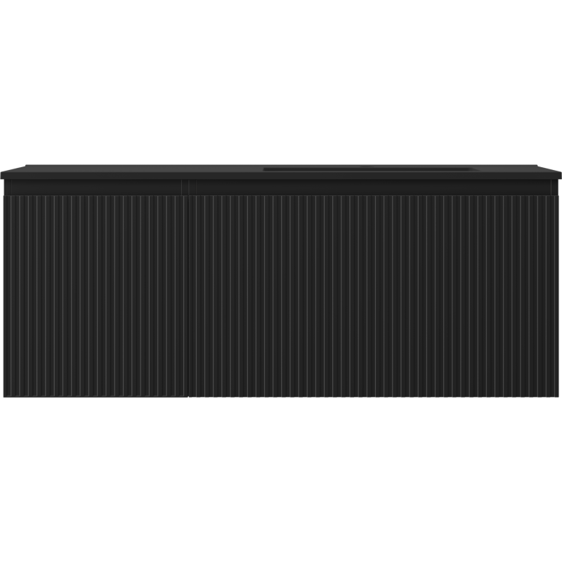 Mexen Rivel mobile da bagno 120 cm con lavandino Otis destro, 1S, 1D, scanalato, nero opaco - 91A23-12047-3-BBFF71-W18P71