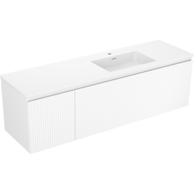 Mexen Rivel mueble de baño 160 cm con lavabo Otis derecho, 1S, 1D, ranurado, blanco mate - 91A23-16047-3-BBFF01-W18P01