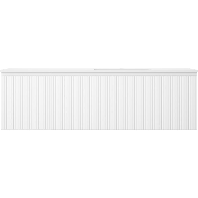 Mexen Rivel bathroom cabinet 160 cm with Otis right sink, 1S, 1D, fluted, white matte - 91A23-16047-3-BBFF01-W18P01