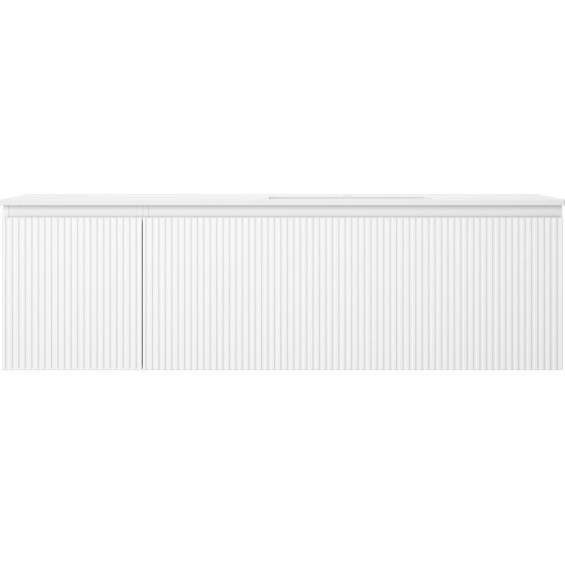 Mexen Rivel meuble de salle de bains 160 cm avec lavabo Otis à droite, 1S, 1D, rainuré, blanc mat - 91A23-16047-3-BBFF01-W18P01