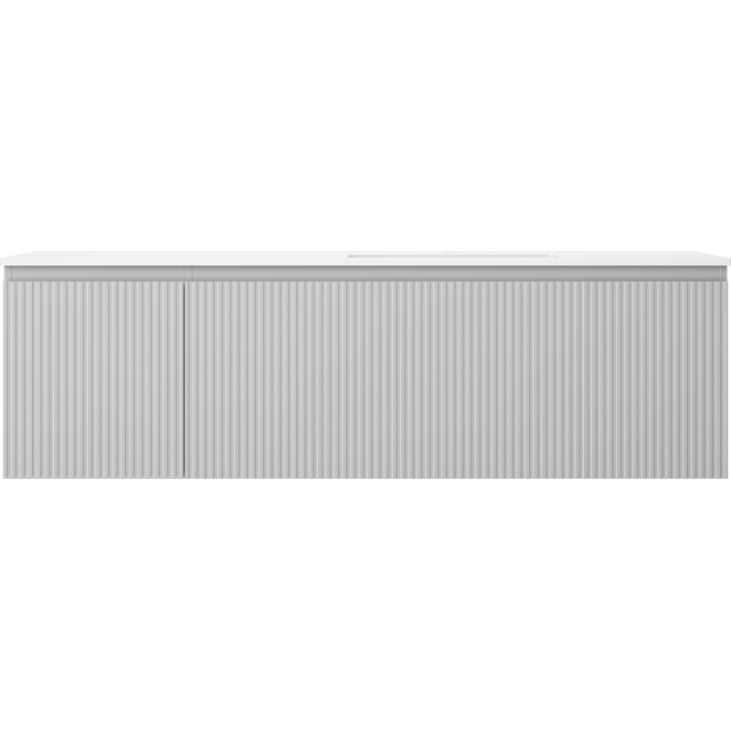 Mexen Rivel armário de casa de banho de 160 cm com lavatório Otis direito, 1S, 1D, canelado, cinzento mate/branco mate