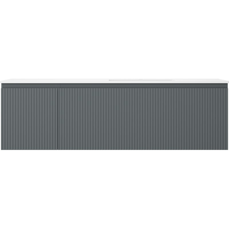 Mexen Rivel 160 cm bathroom cabinet with right sink Otis, 1S, 1D, grooved, graphite/white matte - 91A23-16047-3-BBFF66-W18P01
