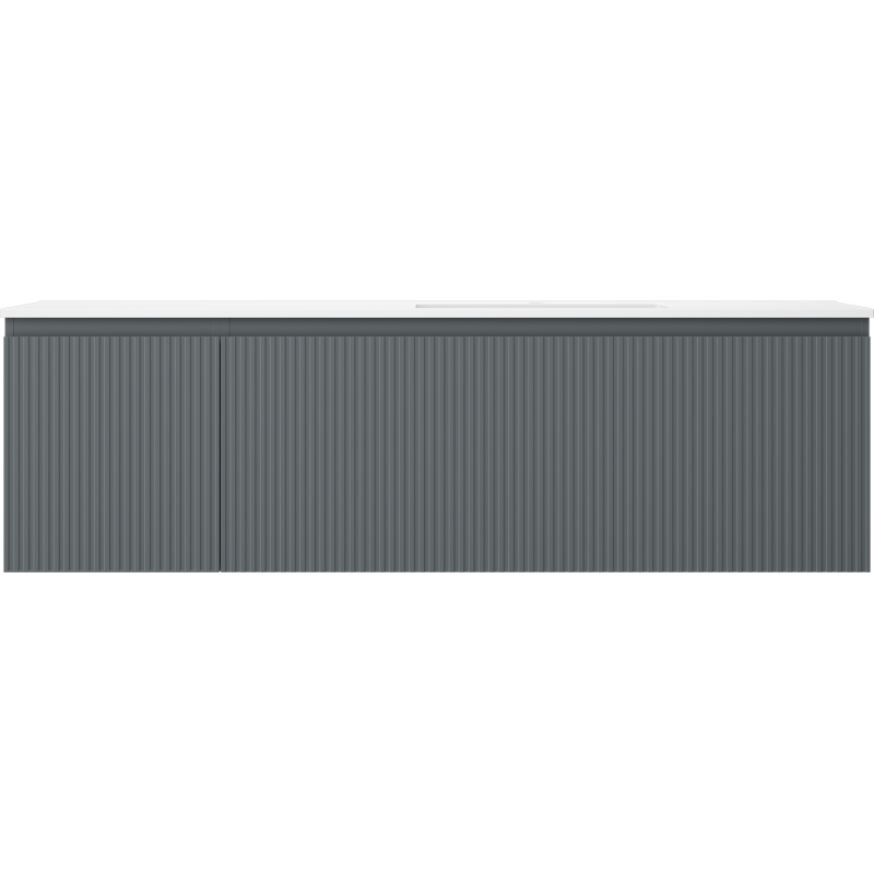Mexen Rivel badkamerkast 160 cm met Otis wastafel rechts, 1S, 1D, geribbeld, grafiet/wit mat - 91A23-16047-3-BBFF66-W18P01