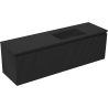 Mexen Rivel Badezimmerschrank 160 cm mit Waschbecken Otis rechts, 1S, 1D, gerillt, schwarz matt - 91A23-16047-3-BBFF71-W18P71