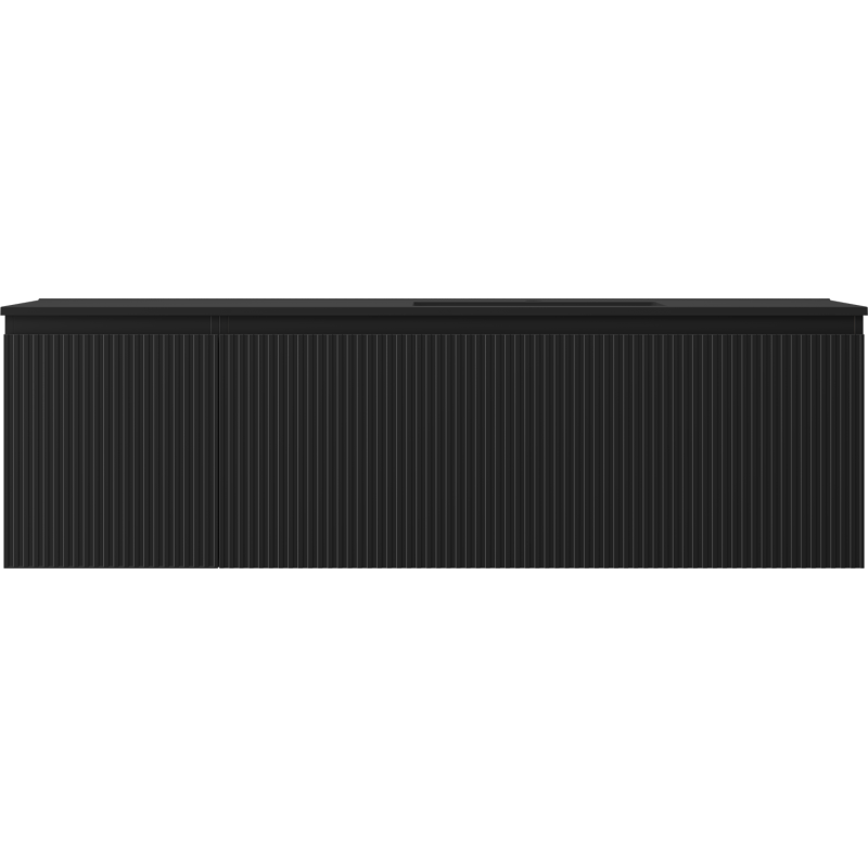 Mexen Rivel mobile da bagno 160 cm con lavandino Otis destro, 1S, 1D, scanalato, nero opaco - 91A23-16047-3-BBFF71-W18P71