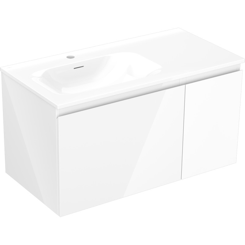 Mexen Orio badkamerkast 90 cm met wastafel Vela links, 1S, 1D, witte glans - 91A13-09047-3-BBFF00-W23L00