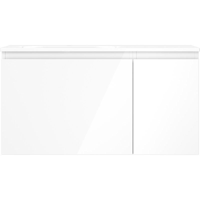 Mexen Orio armoire de salle de bain 90 cm avec lavabo Vela gauche, 1S, 1D, blanc brillant - 91A13-09047-3-BBFF00-W23L00