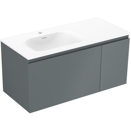 Mexen Orio 90 cm bathroom cabinet with Vela left sink, 1S, 1D, matte graphite/white matte - 91A13-09047-3-BBFF66-W23L01