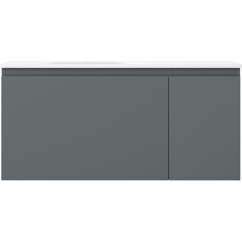 Mexen Orio 90 cm bathroom cabinet with Vela left sink, 1S, 1D, matte graphite/white matte - 91A13-09047-3-BBFF66-W23L01