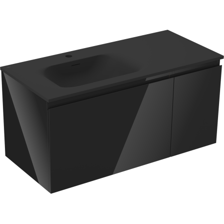Mexen Orio armoire de salle de bain 90 cm avec lavabo Vela à gauche, 1T, 1P, noir brillant/noir mat