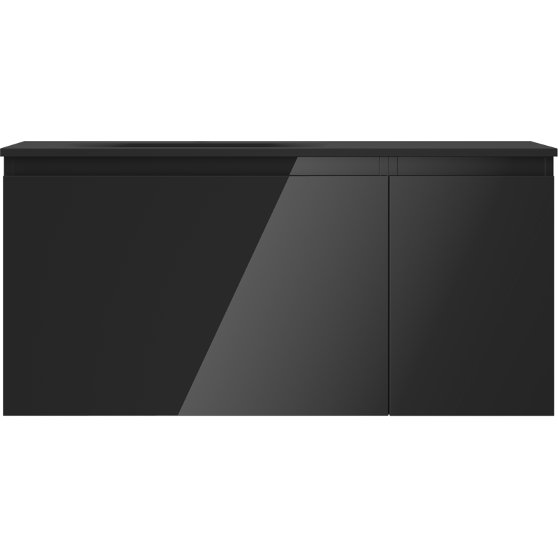 Mexen Orio mueble de baño de 90 cm con lavabo Vela izquierdo, 1S, 1D, negro brillo/negro mate - 91A13-09047-3-BBFF70-W23L71