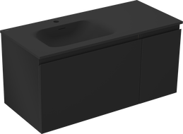 Mexen Orio Badezimmerschrank 90 cm mit Waschbecken Vela links, 1S, 1D, schwarz matt - 91A13-09047-3-BBFF71-W23L71