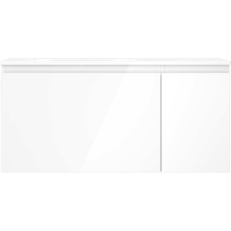 Mexen Orio Badezimmerschrank 100 cm mit Waschbecken Vela links, 1S, 1D, weißer Glanz - 91A13-10047-3-BBFF00-W23L00