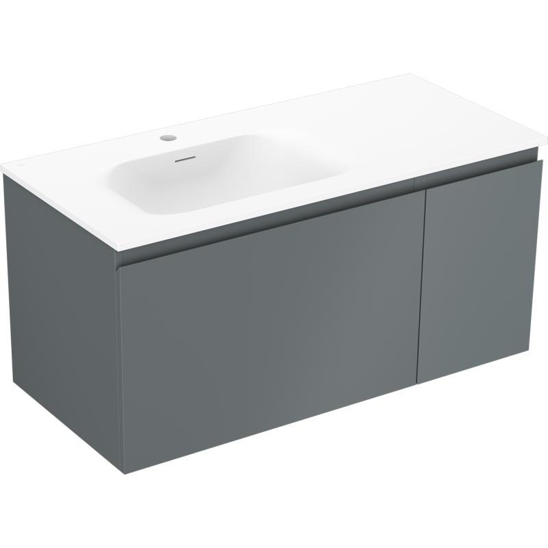 Mexen Orio meuble de salle de bain 100 cm avec lavabo Vela gauche, 1S, 1D, graphite mat/blanc mat - 91A13-10047-3-BBFF66-W23L01