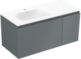 Mexen Orio Badezimmer-Schrank 100 cm mit Waschtisch Vela links, 1S, 1D, Graphit matt/Weiß matt - 91A13-10047-3-BBFF66-W23L01