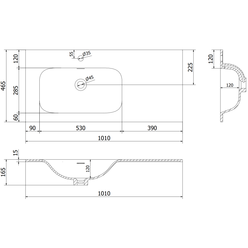 Mexen Orio mobile da bagno 100 cm con lavabo Vela a sinistra, 1S, 1D, nero opaco - 91A13-10047-3-BBFF71-W23L71