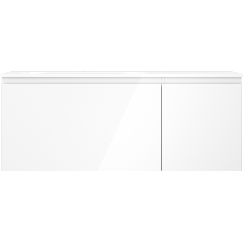 Mexen Orio Badschrank 120 cm mit Waschtisch Vela links, 1S, 1D, weiß glänzend - 91A13-12047-3-BBFF00-W23L00