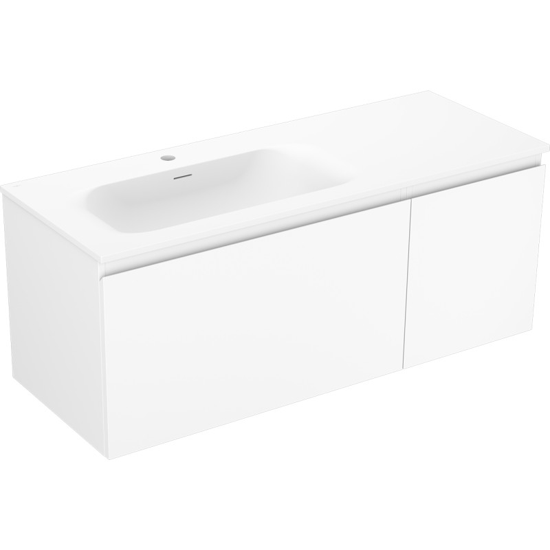 Mexen Orio Badezimmerschrank 120 cm mit Waschtisch Vela links, 1S, 1D, weiß matt - 91A13-12047-3-BBFF01-W23L01