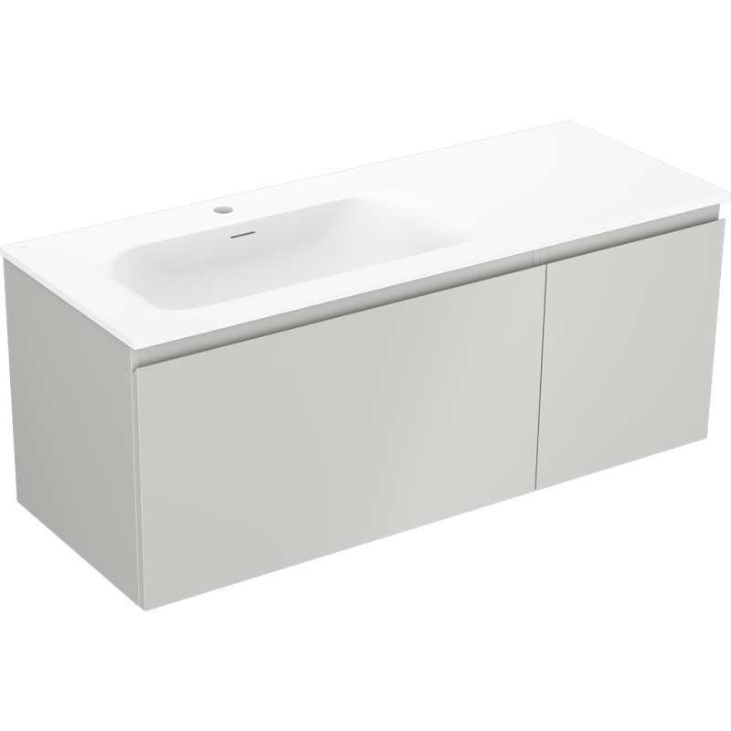 Mexen Orio armario de baño 120 cm con lavabo Vela izquierdo, 1S, 1D, gris mate/blanco mate - 91A13-12047-3-BBFF62-W23L01