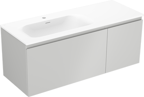 Mexen Orio Badezimmerschrank 120 cm mit Waschbecken Vela links, 1S, 1D, grau matt/weiß matt - 91A13-12047-3-BBFF62-W23L01