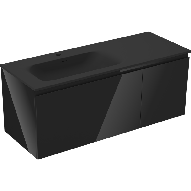 Mexen Orio badkamerkast 120 cm met wastafel Vela links, 1S, 1D, zwart glanzend/zwart mat - 91A13-12047-3-BBFF70-W23L71