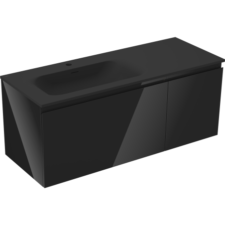 Mexen Orio badkamerkast 120 cm met wastafel Vela links, 1S, 1D, zwart glanzend/zwart mat - 91A13-12047-3-BBFF70-W23L71