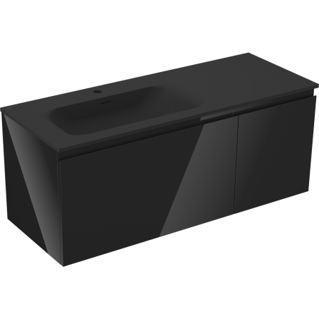 Mexen Orio meuble de salle de bain 120 cm avec lavabo Vela gauche, 1S, 1D, noir brillant/noir mat - 91A13-12047-3-BBFF70-W23L71