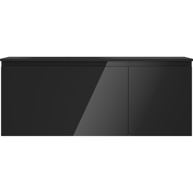 Mexen Orio Bathroom Cabinet 120 cm with Vela Left Sink, 1S, 1D, Black Gloss/Black Matte - 91A13-12047-3-BBFF70-W23L71