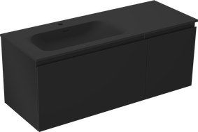 Mexen Orio Badezimmerschrank 120 cm mit Waschbecken Vela links, 1S, 1D, schwarz matt - 91A13-12047-3-BBFF71-W23L71