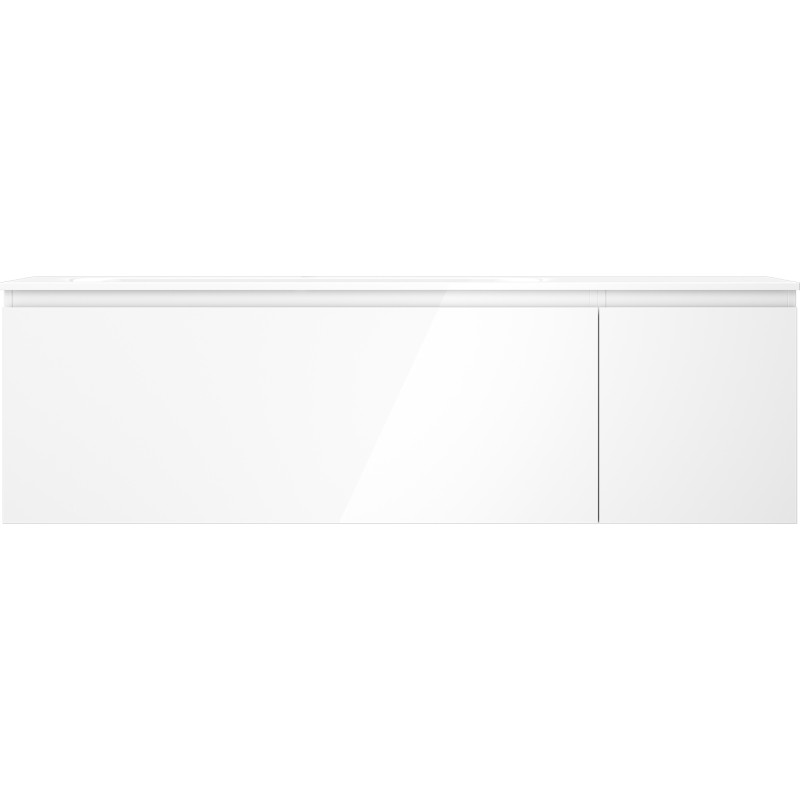 Mexen Orio Badezimmerschrank 160 cm mit Waschbecken Vela links, 1S, 1T, weiß glänzend - 91A13-16047-3-BBFF00-W23L00
