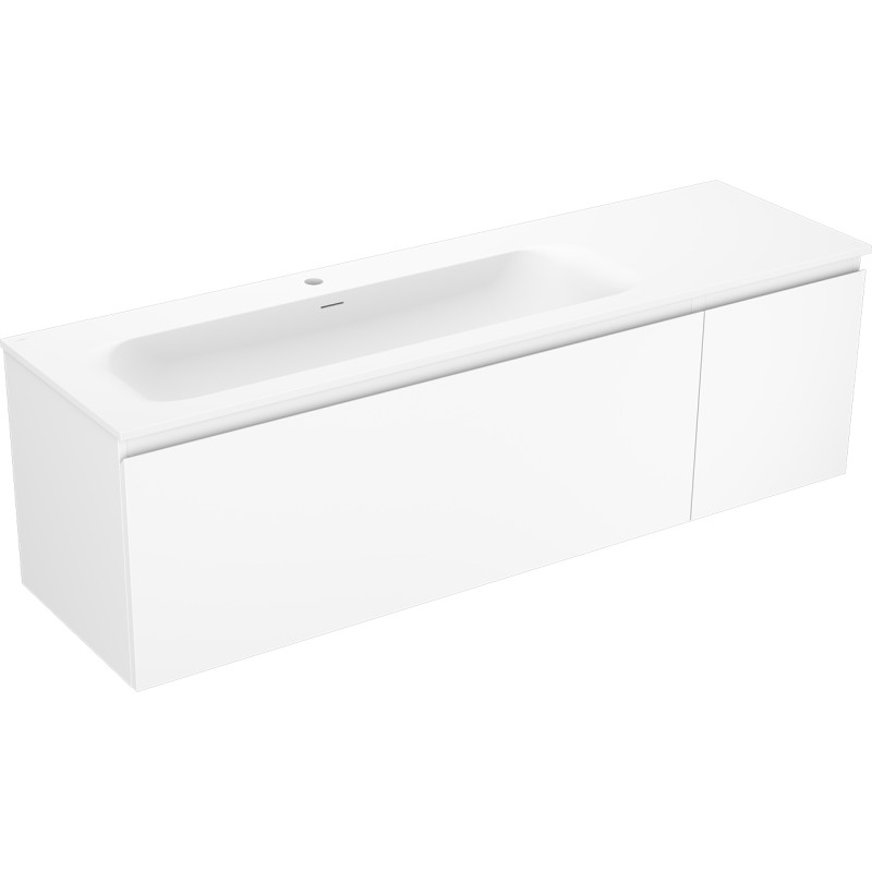 Mexen Orio Badezimmerschrank 160 cm mit Waschbecken Vela links, 1S, 1T, weiß matt - 91A13-16047-3-BBFF01-W23L01