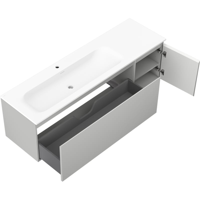 Mexen Orio badkamerkast 160 cm met wastafel Vela links, 1L, 1D, grijs mat/wit mat - 91A13-16047-3-BBFF62-W23L01