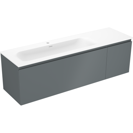 Mexen Orio szafka łazienkowa 160 cm z umywalką Vela lewą, 1S, 1D, grafit mat/biała mat - 91A13-16047-3-BBFF66-W23L01
