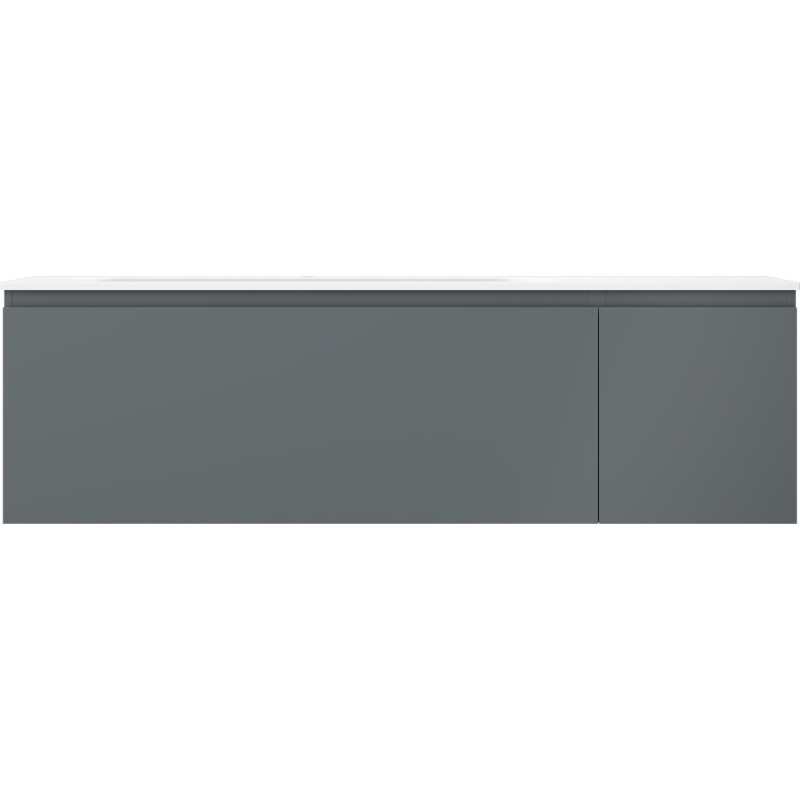 Mexen Orio armoire de salle de bain 160 cm avec lavabo Vela gauche, 1S, 1D, graphite mat/blanc mat - 91A13-16047-3-BBFF66-W23L01