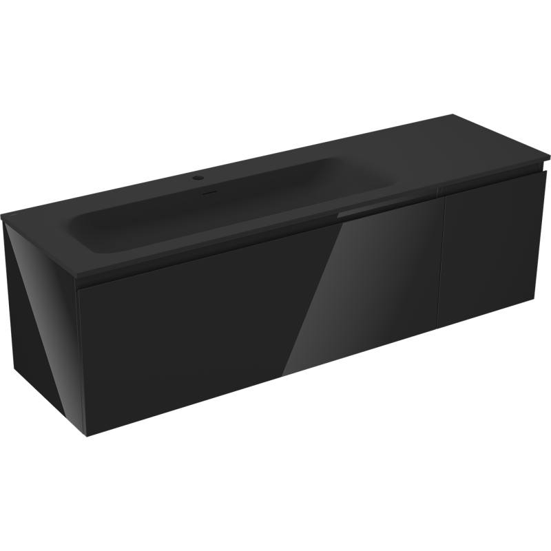 Mexen Orio mobile bagno 160 cm con lavabo Vela sinistro, 1S, 1D, nero lucido/nero opaco - 91A13-16047-3-BBFF70-W23L71