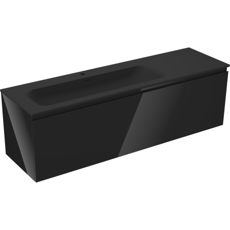 Mexen Orio mobile da bagno 160 cm con lavabo Vela sinistro, 1S, 1D, nero lucido/nero opaco - 91A13-16047-3-BBFF70-W23L71