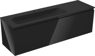 Mexen Orio mobile bagno 160 cm con lavabo Vela sinistro, 1S, 1D, nero lucido/nero opaco - 91A13-16047-3-BBFF70-W23L71