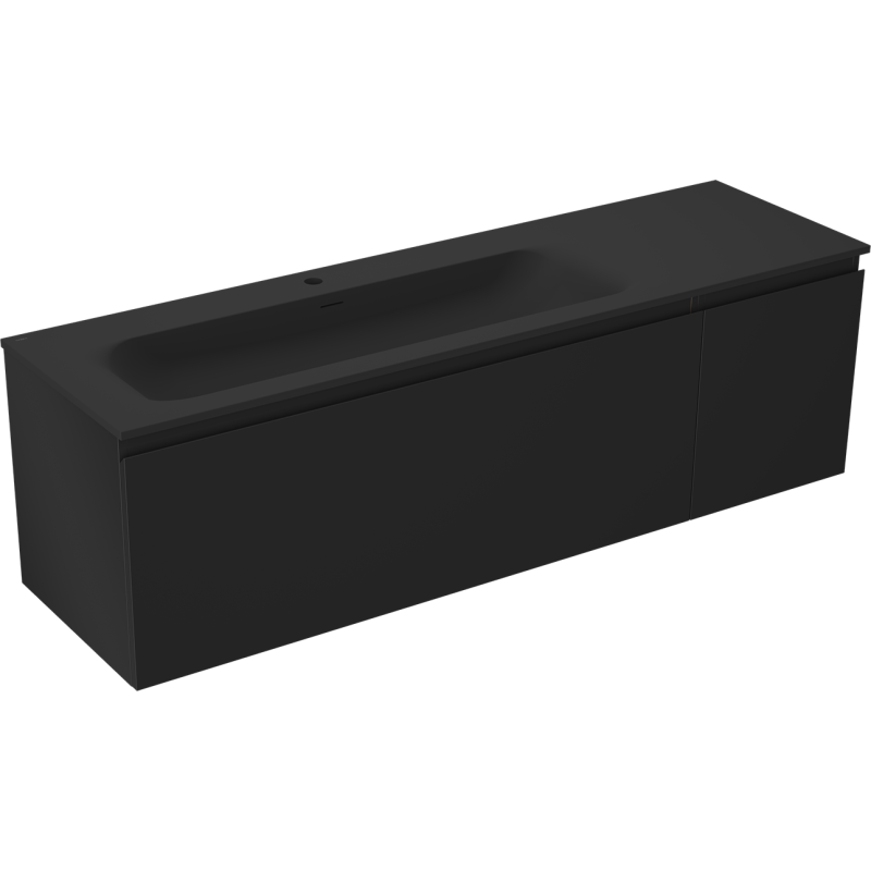 Mexen Orio armoire de salle de bain 160 cm avec lavabo Vela gauche, 1S, 1D, noir mat - 91A13-16047-3-BBFF71-W23L71