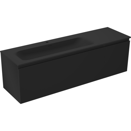 Mexen Orio armario de baño 160 cm con lavabo Vela izquierda, 1S, 1D, negro mate - 91A13-16047-3-BBFF71-W23L71