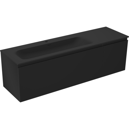 Mexen Orio Badezimmerschrank 160 cm mit Waschbecken Vela links, 1S, 1D, schwarz matt - 91A13-16047-3-BBFF71-W23L71