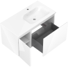 Mexen Orio meuble de salle de bains 90 cm avec lavabo Vela à droite, 1S, 1D, blanc brillant - 91A13-09047-3-BBFF00-W23P00