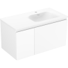Mexen Orio 90 cm bathroom cabinet with Vela right sink, 1S, 1D, white matte - 91A13-09047-3-BBFF01-W23P01
